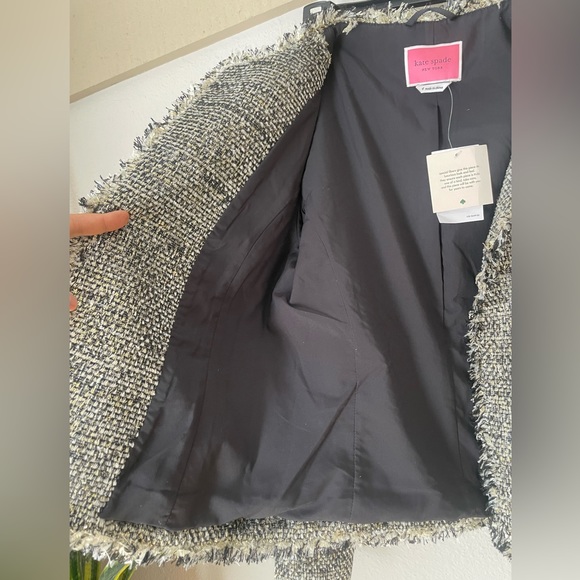 Kate Spade Party Tweed Metallic Sparkle Blazer Jacket Open Front Size 4 New Tags - Picture 4 of 11